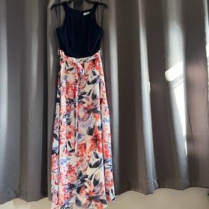 Navy Top Floral Bottom Maxi. Size 12.
